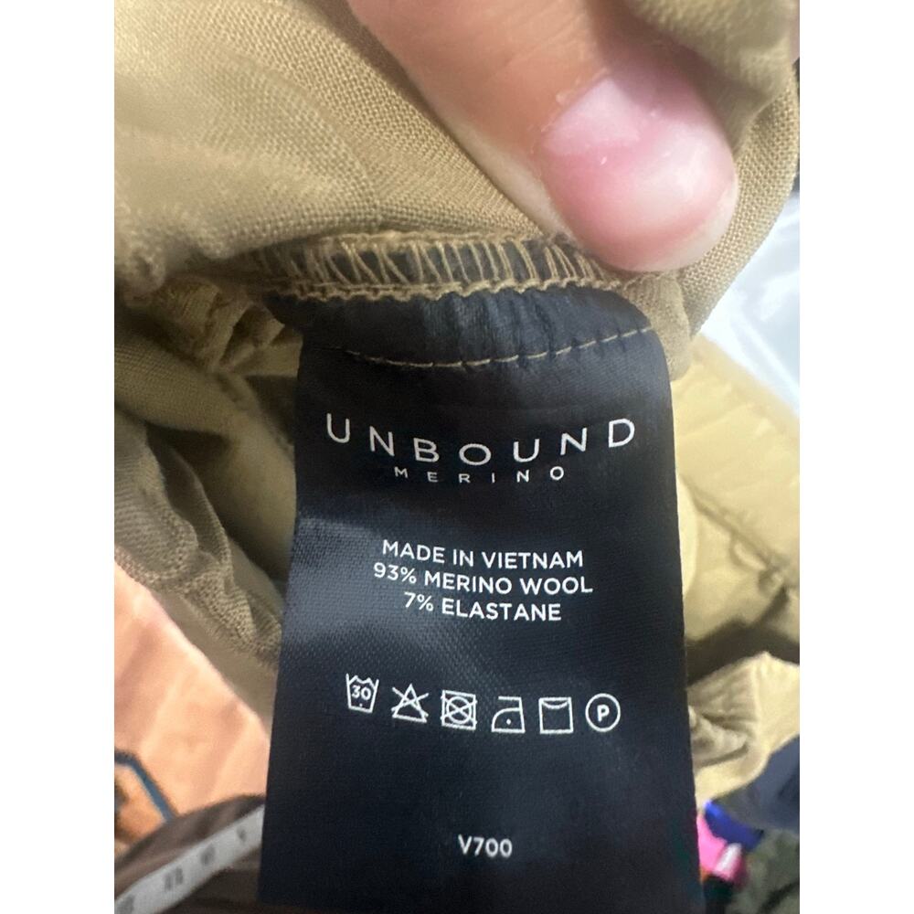 Unbound Merino Travel Pants Womens Sz M Beige Tan 2025 - Great! - Picture 8 of 9
